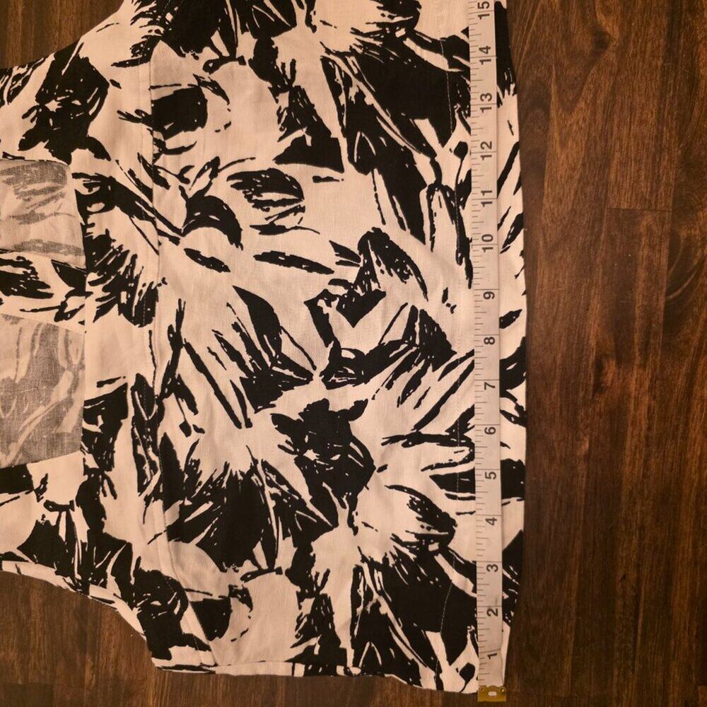 Club Monaco Top Womens XS Black White Floral Linen Blend Shell Blouse NWT - Picture 5 of 11